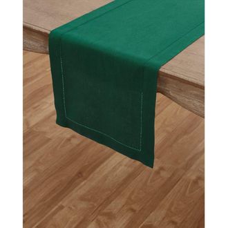Solino Home Linen Table Runner for Dining Table, Holiday and Everyday Table Decor - Classic Hemstitch in Rainforest at Nordstrom, Size X-Large