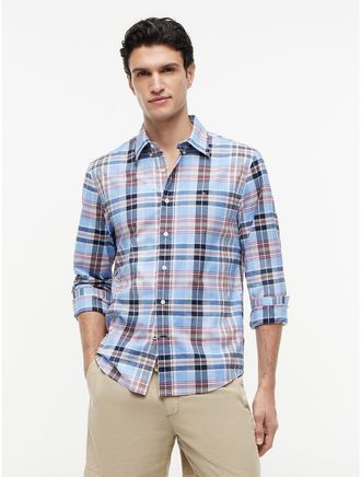 Tommy Hilfiger Mens Regular Fit Plaid All-Day Shirt - Blue - XXXL