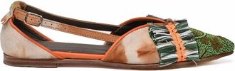 Meher Kakalia Green Orange Leather Sling-back Ballerina