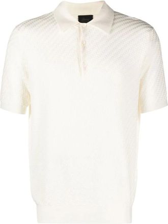 Brioni Polo Shirts, male, White, Size: 3XL Textured-knit Polo Shirt