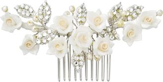Untamed Petals Victoria Crystal Floral Comb in Silver at Nordstrom