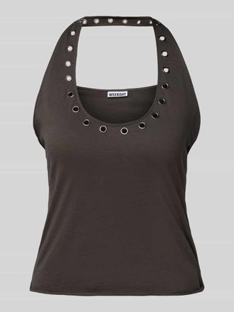 Weekday Tanktop mit Neckholder in Anthrazit, Gr&ouml;&szlig;e M