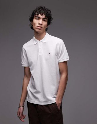 Tommy Hilfiger Polo vestibilit&agrave; classica bianca testurizzata-Bianco