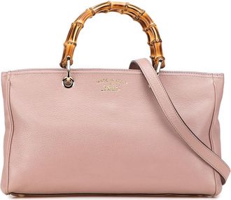 Gucci Pre-owned Gucci Medium Calfskin Bamboo Shopper Satchel Unisex 323660 520981