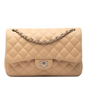 Chanel Pre-owned Womens Jumbo Classic Lambskin Double Flap - Peach Leather - One Size