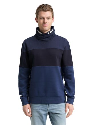 Tom Tailor Sweatshirt TOM TAILOR, Herren, Gr. XXL, ocean blau, Sweatware, Obermaterial: 65% Baumwolle, 35% Polyester, colorblocking, regular fit normal, ohne Aus