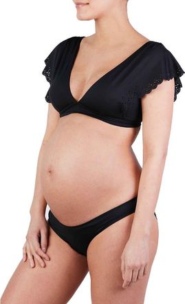 Cache Coeur Bloom Two-Piece Maternity Swimsuit in Black at Nordstrom, Size X-Large