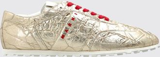 Marni Sneakers low top in pelle crackl&egrave; con suola dentellata