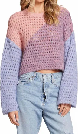Saltwater Luxe Kourt Colorblock Open Weave Sweater In Multicolor Lavender /pink