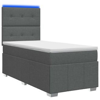 vidaXL Cama De Muelles Con Led Y Colch&oacute;n Gris Oscuro 90 X 190 Cm Tela Vidaxl