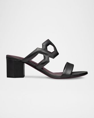 Bougeotte 55mm Leather Link Block-Heel Sandals