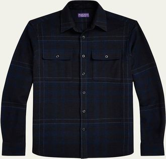 Ralph Lauren Purple Label Mens Plaid Wool-Blend Shirt