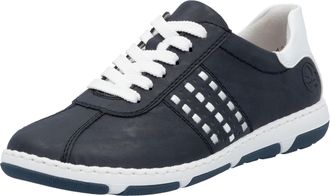 Rieker Sneaker RIEKER, Damen, Gr. 36, blau (nachtblau, wei&szlig;), Lederimitat, Schuhe Sneaker, Halbschuh, Freizeitschuh, Schn&uuml;rschuh mit gepolstertem Schaftrand