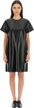 Courr&egrave;ges Black Crew Neck Mini Dress