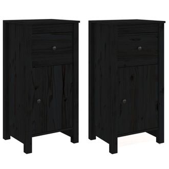Berkfield Home Sideboards 2 pcs Black 40x35x80 cm Solid Wood Pine | Size: 40 x 35 x 80 cm