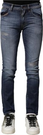 Dolce & Gabbana Blauw Gewassen Slim Fit Denim Jeans - Heren - Slim Fit Jeans - Blauw - XS - Denim - Jeans