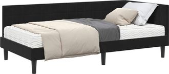 vidaXL Estructura De Cama Esquina Con Colch&oacute;n 2 Uds. Negro 90 X 190 Cm Vidaxl