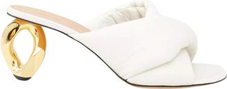 J.W.Anderson Heeled Mules, female, White, Size: 7 US White leather sandals with golden heels