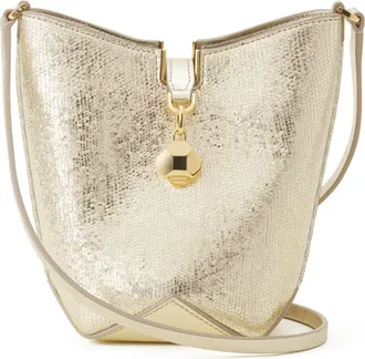 Lanvin Catch By Lanvin Nano Bucket Bag In Metallic Leather in Gold at Nordstrom