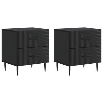 vidaXL Armario De Noche Con Caj&oacute;n 2 Pcs Negro 43 X 34,5 X 47,5 Cm Vidaxl