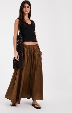& Other Stories gonna maxi con coulisse in vita, marrone cioccolato