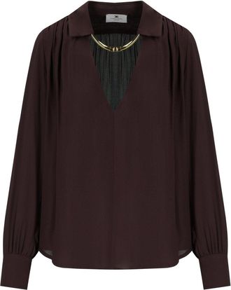 Elisabetta Franchi BLUSA CON GIOELLO MERLOT ELISABETTA FRANCHI