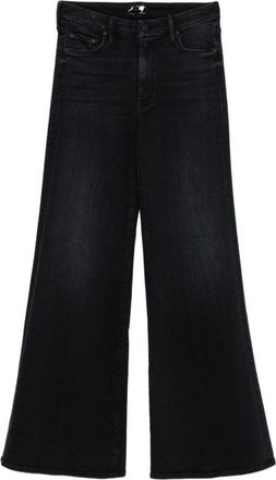 Mother Wide Black Jeans In Soft Cotton-Modal Blend