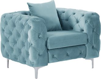 Vente-Unique Sill&oacute;n ch&eacute;ster de terciopelo azul claro EDWINA