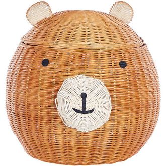 Beliani Cesta De Rat&aacute;n Natural Beige 43 Cm Oso Habitaci&oacute;n Infantil Himba