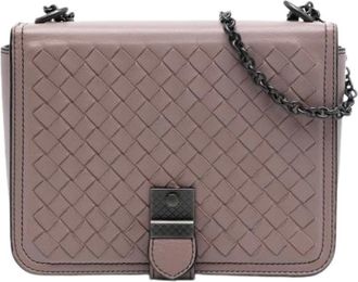Bottega Veneta Pre-owned Cross Body Bags, female, Pink, Size: ONE SIZE Pre-owned Woven Nappa Leather Shoulder Bag