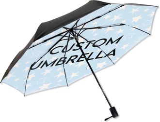 Generic Custom Umbrella With Logo Photo Text Print - Personalised Windproof Compact Foldable Umbrellas For Adults, Travel, Golf, Events - 3 Fold Black Coating