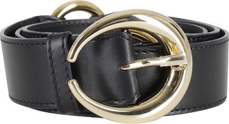 Paco Rabanne Black Ring Belt 35MM Ring-Inserts Leather Belt