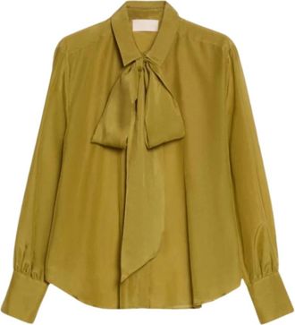 iBlues Katoenen-zijden Blouse - Dames - Blouses - Groen - L - Katoen - Overhemden