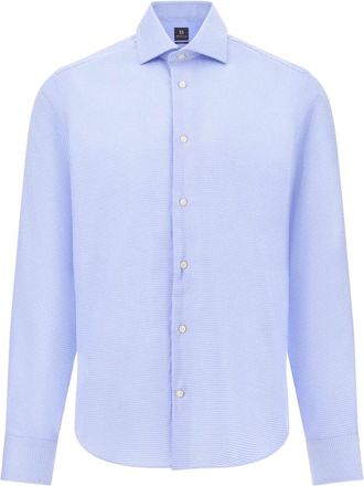 Boggi Milano Overhemden, Heren, Blauw, 2Xl, Katoen, Ultimate NON Iron Slim Fit Houndstooth Katoenen Overhemd