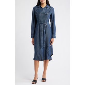 Cloth & Stone Long Sleeve Denim Belted Midi Shirtdress in Moonlit Indigo Wash at Nordstrom Rack, Size X-Small