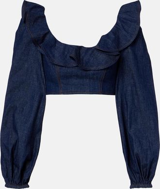 Zimmermann Top cropped di jeans Aster