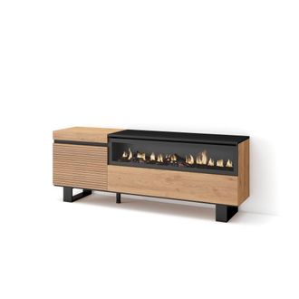Skraut Home Skraut Home - Mueble Tv, Televisi&oacute;n, Muebles De Sal&oacute;n, Almacenaje, 150x57x35cm, Para Tv Hasta 65, Chimenea El&eacute;ctrica, Dise&ntilde;o Industrial, Estilo Modern