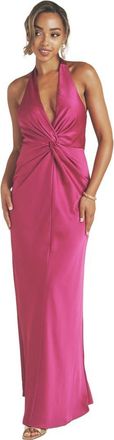 Six Stories Isabel Plunge Knot Detail Dress in Raspberry at Nordstrom, Size 14