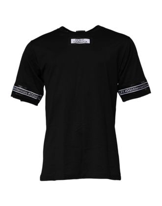 Dolce & Gabbana Mens Short Sleeve Crew Neck Tshirt - Black Cotton - Size EU 44 (Mens)