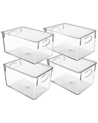 Sorbus Clear 4Pc Storage Bin With Lids
