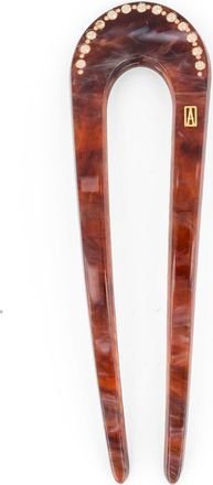 Alexandre de Paris Jaspee Acetate and Strass Hair Pin in Brown at Nordstrom