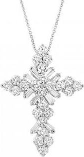 Allurez 0.76ct 18k White Gold Diamond Baguette Cross Pendant Necklace