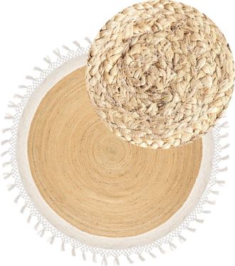 Beliani Alfombra de tejido beige 200x200cm