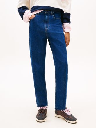 Tommy Jeans Mom-Jeans TOMMY JEANS MOM JEAN UH TPR, Damen, Gr. 25, L&auml;nge 28, denim schwarz, Denim/Jeans, Obermaterial: 99% Baumwolle, 1% Elasthan, unifarben, regul