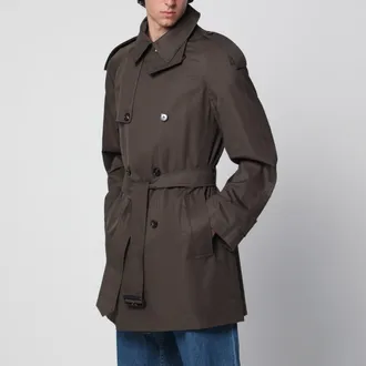 Burberry Trench Leadenham medio in gabardine marrone