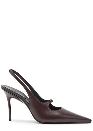 Alaia Drop 90 Leather Slingback Pumps - Brown
