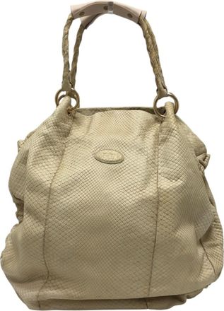 Tod's White Leather Handbag Shoulder Bag Tote Bag (Pre-Owned)