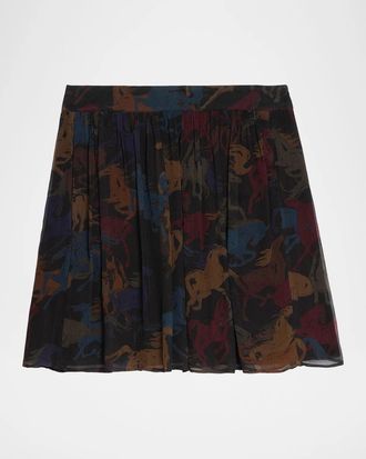 Zadig&Voltaire Jadys Mousseline Horse-Printed A-Line Miniskirt