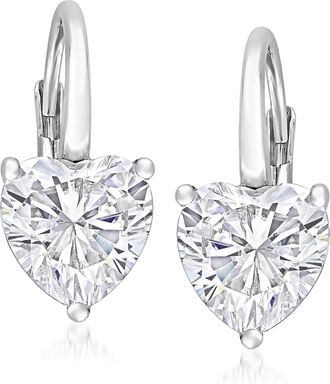 Ross-Simons Moissanite Heart Earrings in Sterling Silver