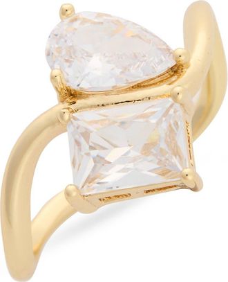 Nordstrom Rack Cubic Zirconia Toi et Moi Wavy Band Ring in Clear- Gold at Nordstrom Rack, Size 8